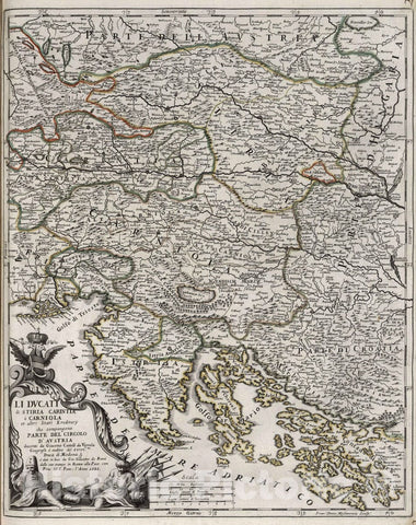 Historic Map : Austria, , Europe 1686 Li Ducati di Stiria, Carintia e Caniola et altri Stati , Vintage Wall Art