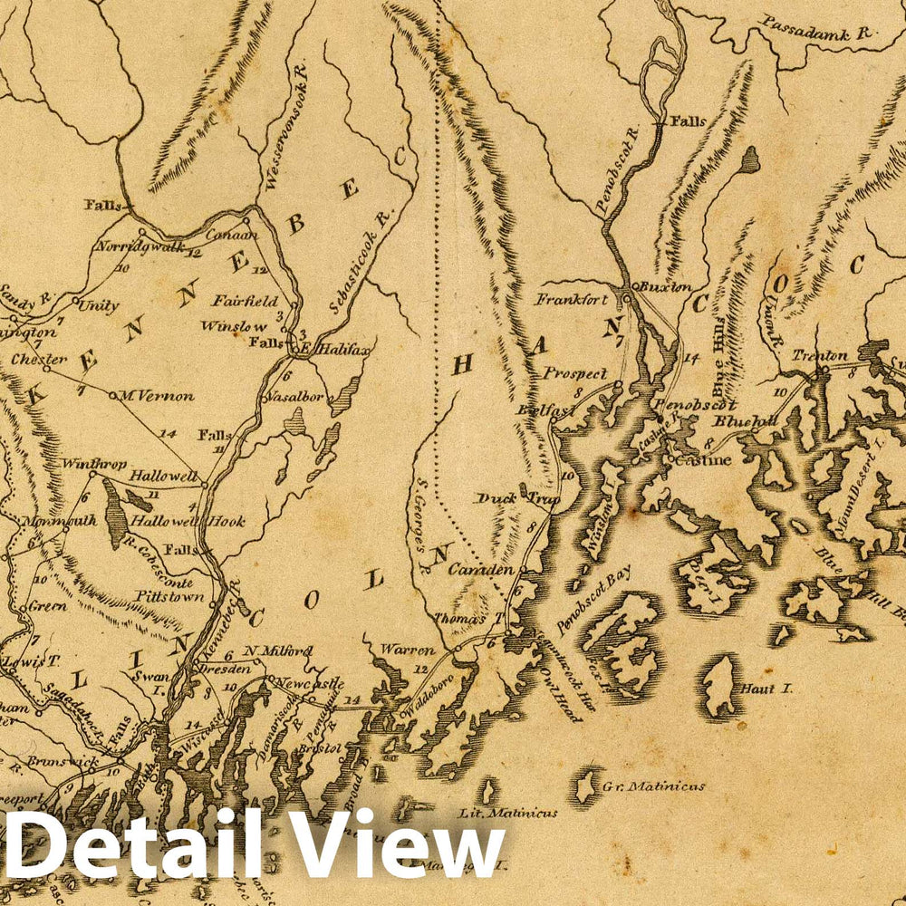 Historic Map : 1812 Maine. - Vintage Wall Art