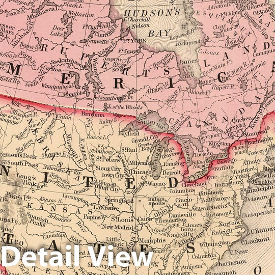 Historic Map : 1868 Map of North America - Vintage Wall Art