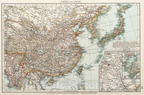 Historic Wall Map : 1900 China and Japan - Vintage Wall Art