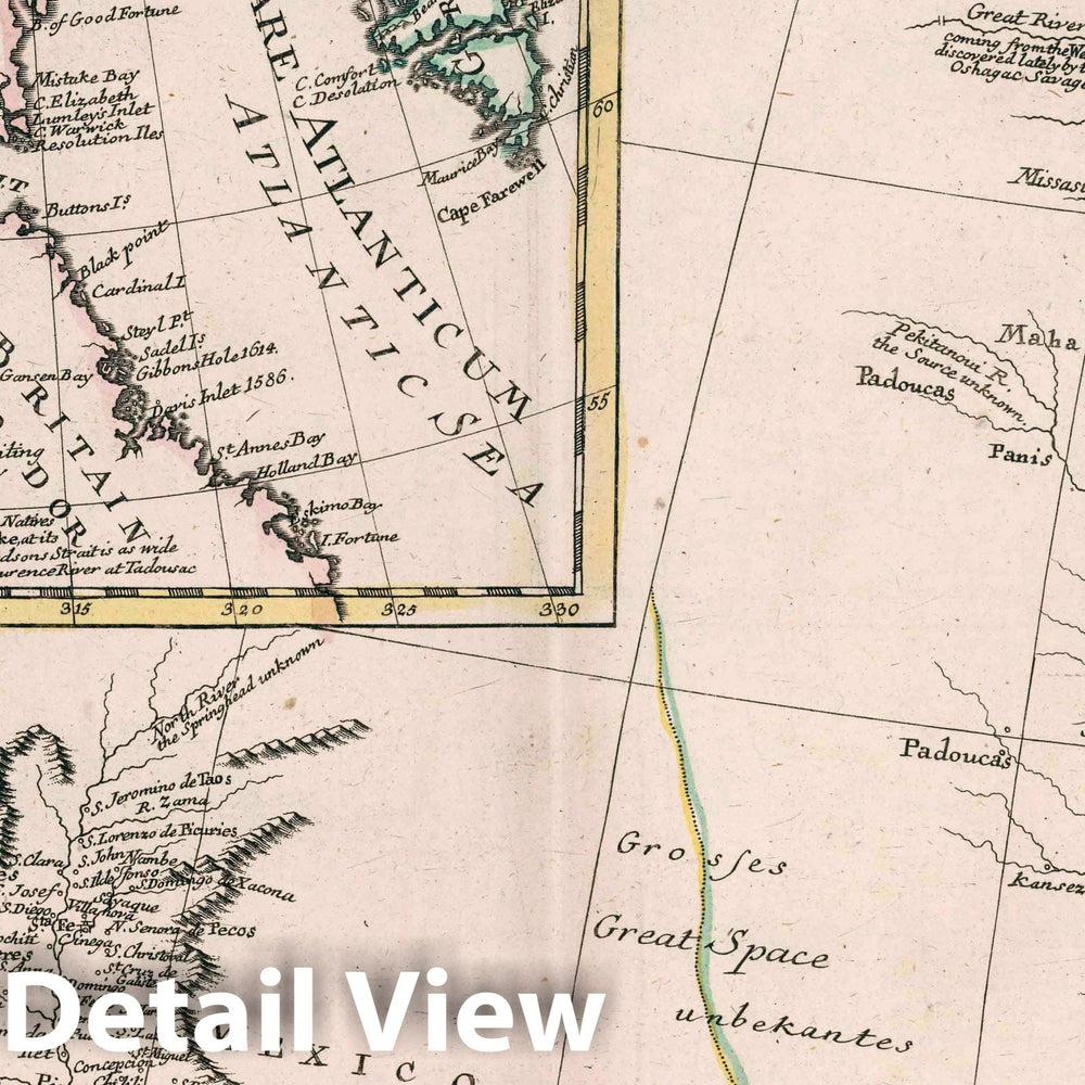 Historic Wall Map : School Atlas - 1753 Americae septentrionalis pars I - Vintage Wall Art