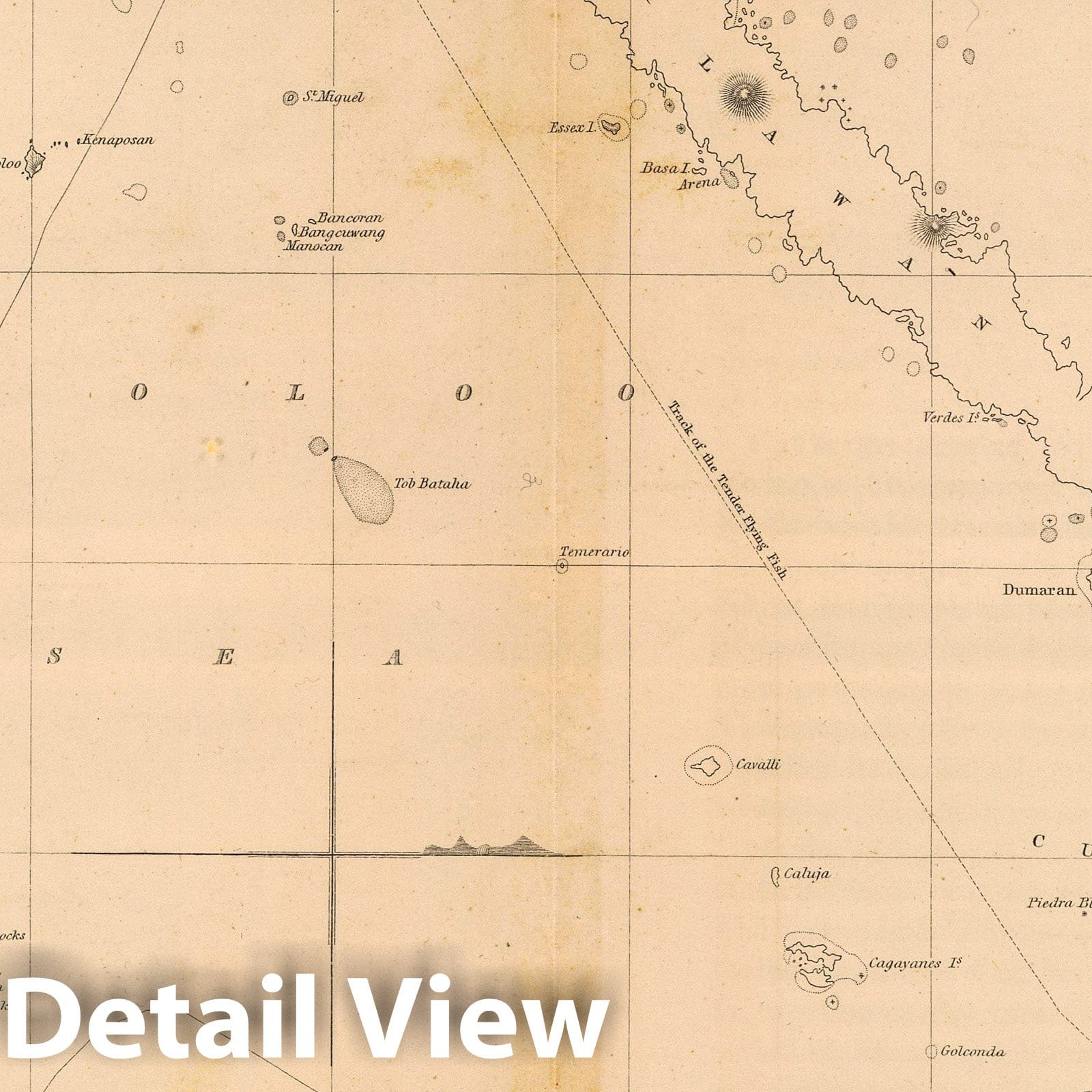 Historic Map : Sulu Archipelago (Philippines), Pacific 1845 Sooloo Sea, Archipelago. , Vintage Wall Art