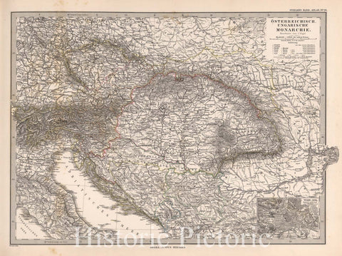 Historic Map : Austria, 1881 Der Osterreichisch Ungarische Monarchie. (Austro Hungarian Empire). , Vintage Wall Art