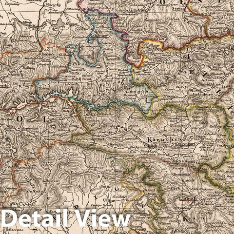 Historic Map : Austria, 1853 Sud-Ostliches Deutschland (Southeast Germany). , Vintage Wall Art