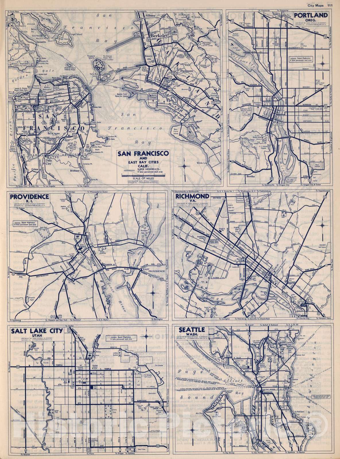 Historic Map : National Atlas - 1940 City Maps. San Francisco and East Bay Cities, California - Vintage Wall Art
