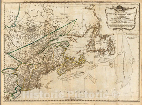 Historic Map : National Atlas - 1776 A General Map of the Northern British Colonies in America. - Vintage Wall Art