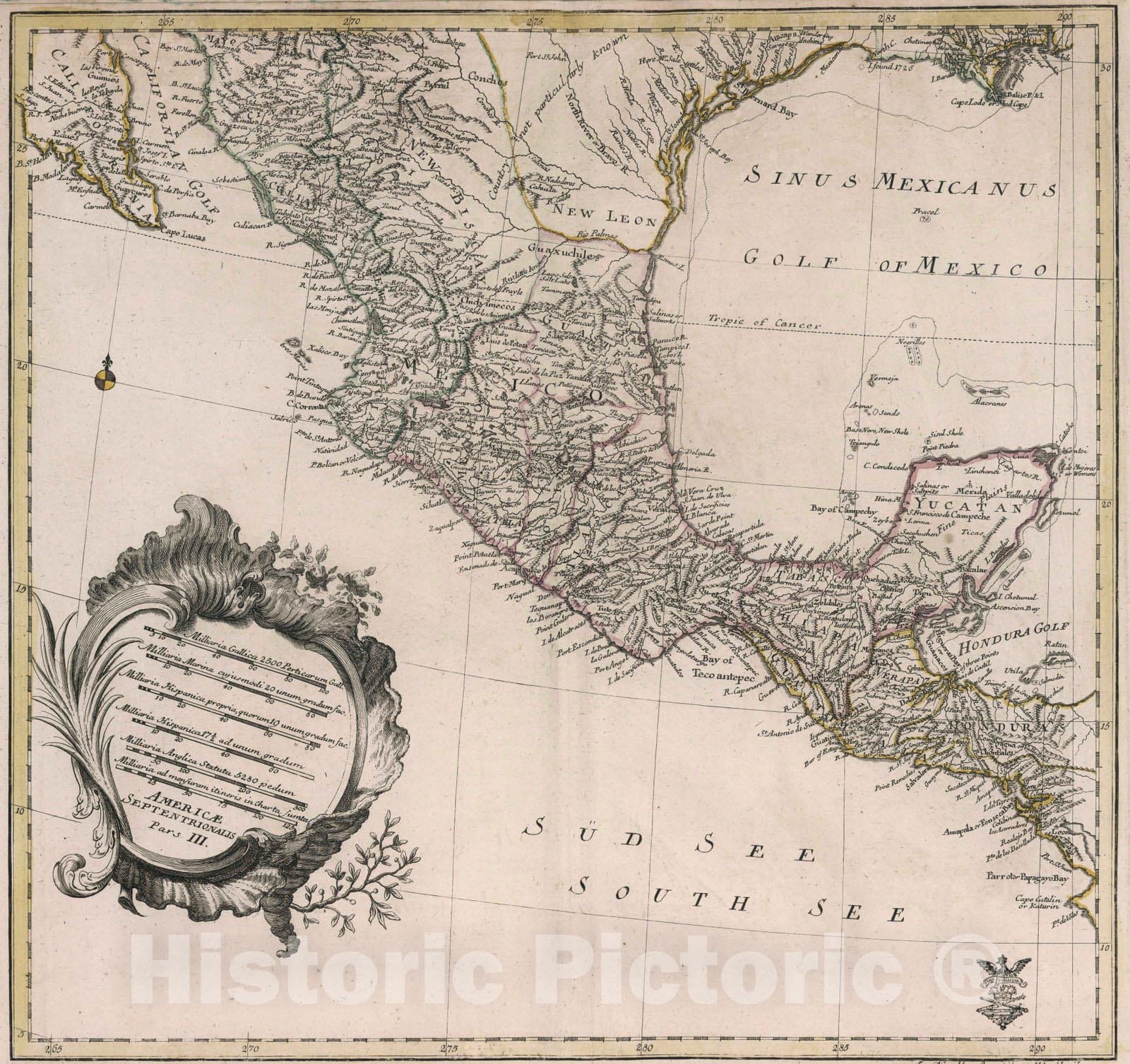 Historic Map : United States, , North America 1753 Americae septentrionalis pars III , Vintage Wall Art
