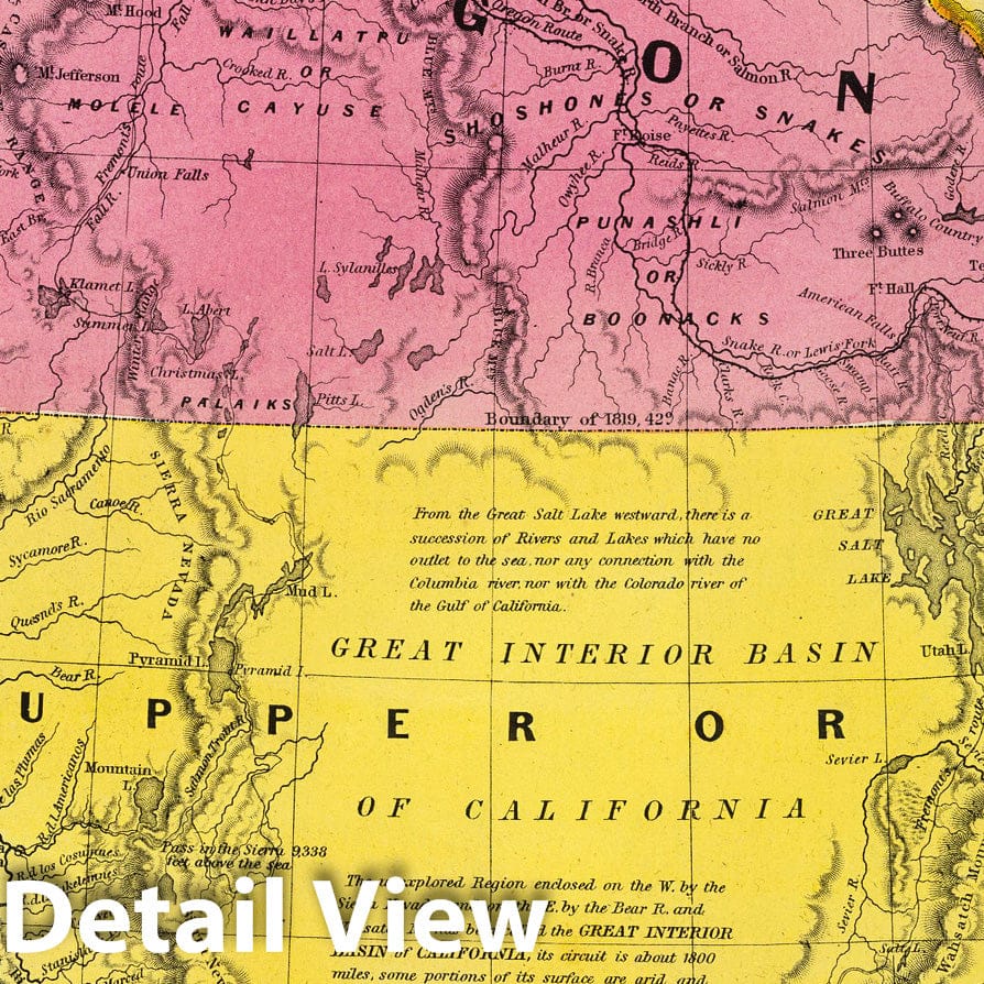 Historic Map : 1847 Oregon & Upper California. - Vintage Wall Art