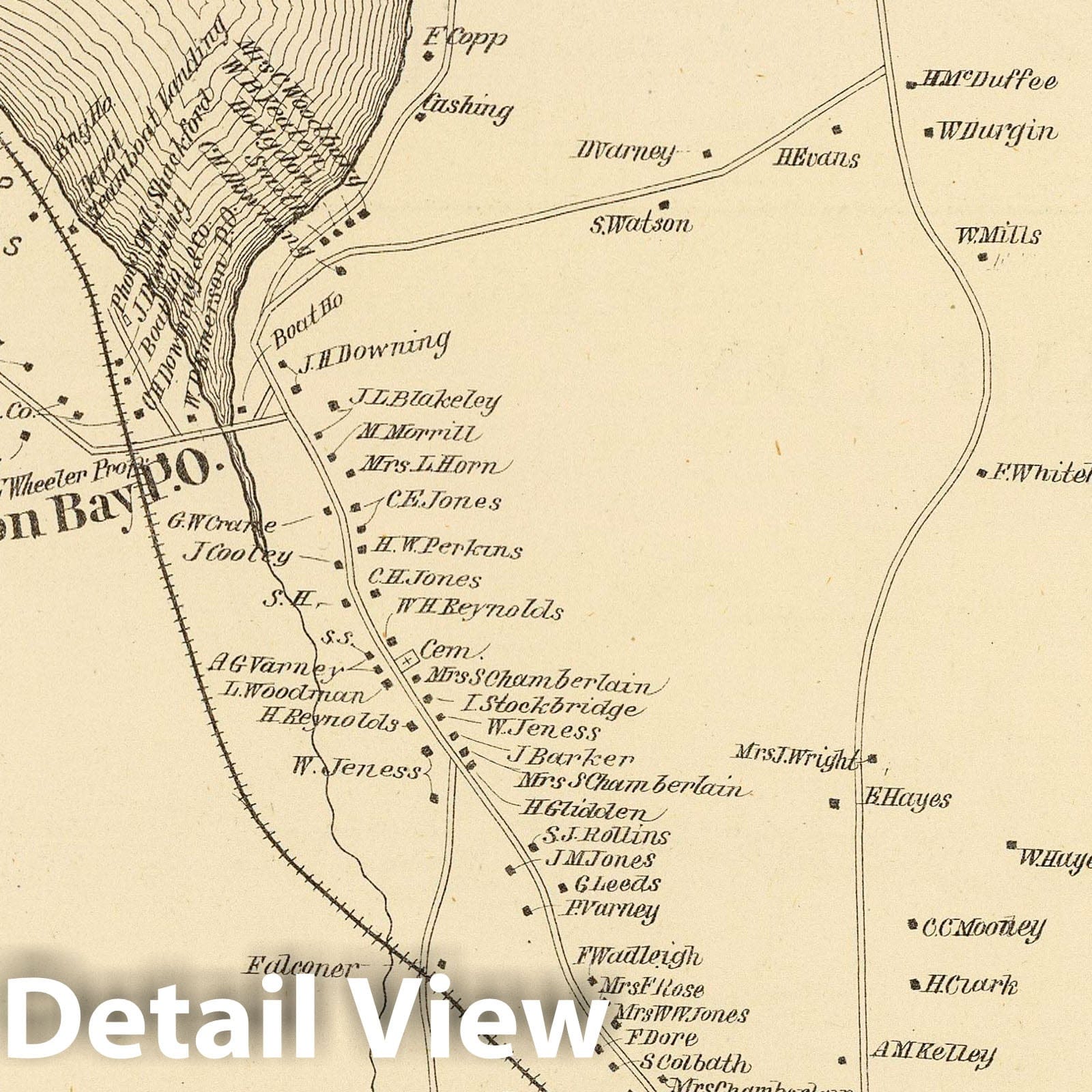Historic Map : Alton Bay (N.H.), New Hampshire, 1892 Alton P.O. , Vintage Wall Art