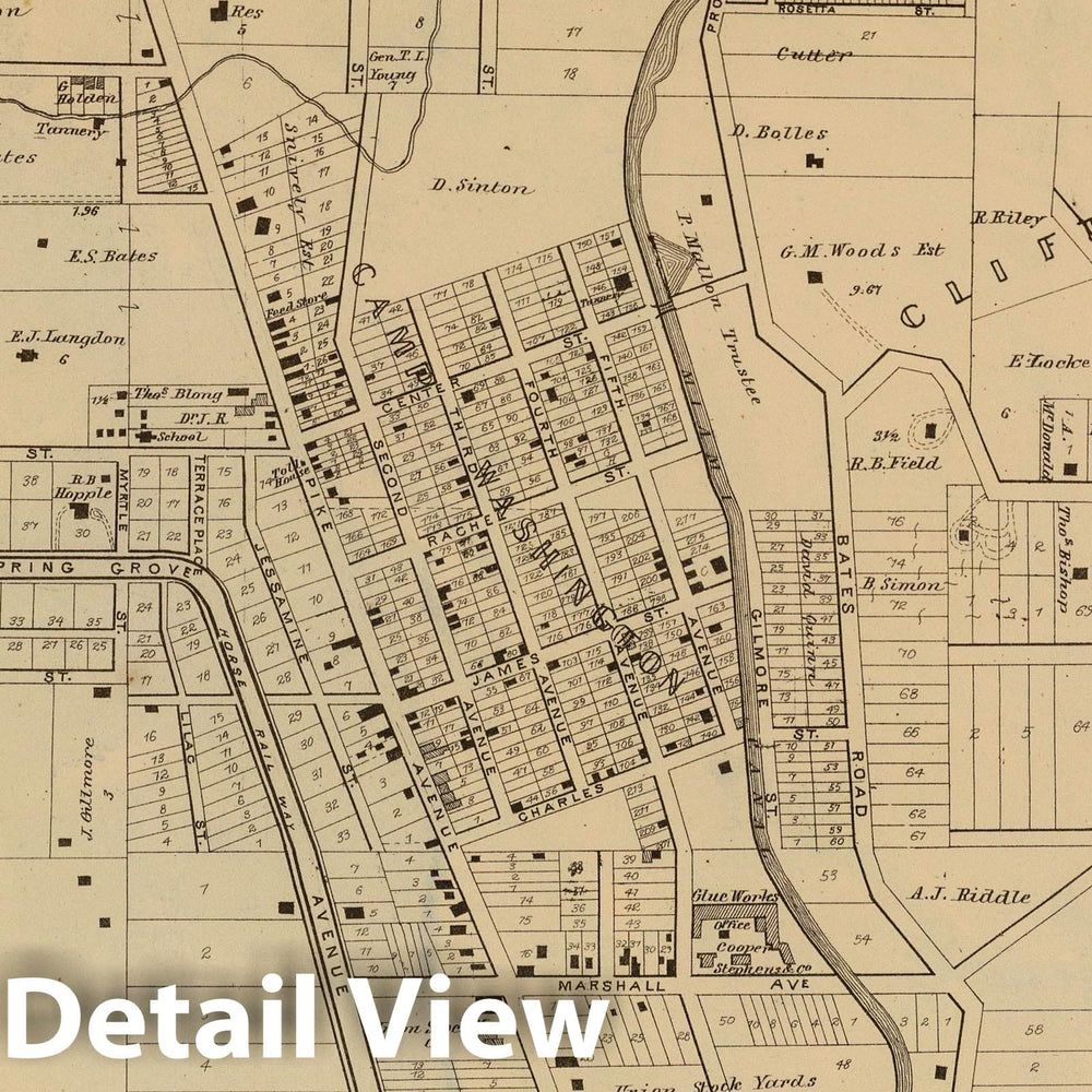 Historic Map : 1869 Camp Washington, Clifton Heights. - Vintage Wall Art