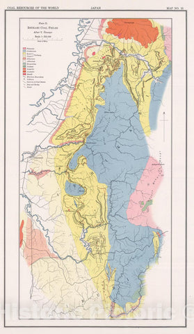 Historic Map : Geologic Atlas - 1913 Ishikari, Japan. Coal Resources of the World. - Vintage Wall Art