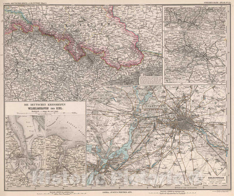Historic Map : Poland , Berlin Germany, 1879 Deutsche Reich in 4 Blattern. Blatt 4. (German Empire). , Vintage Wall Art