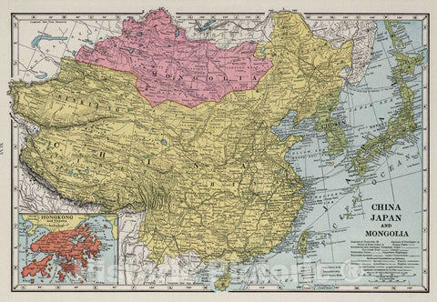 Historic Map - 1925 China, Japan, and Mongolia. - Vintage Wall Art