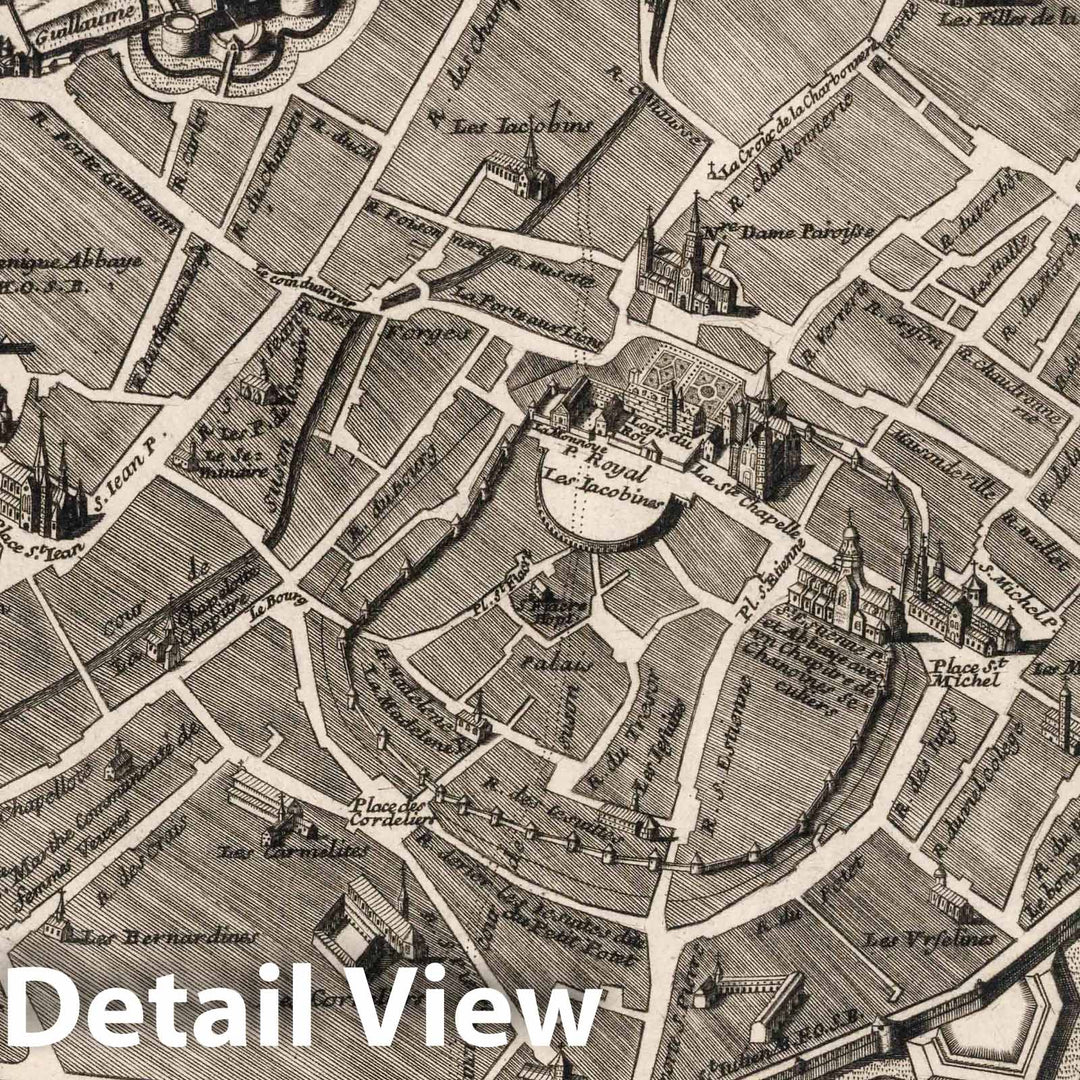 Historic Map : 1705 Plan de l'ancienne et Nouvelle Ville de Dijon, France. - Vintage Wall Art
