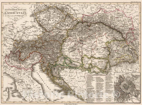 Historic Map : Austria, 1852 Der Oesterreichische Kaiser-Staat. (Austrian Empire). , Vintage Wall Art
