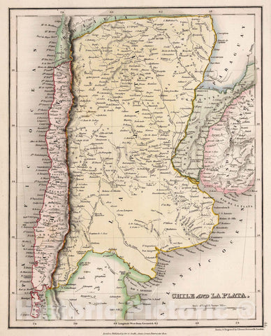 Historic Map : Argentina, 1832 Chile and La Plata. , Vintage Wall Art