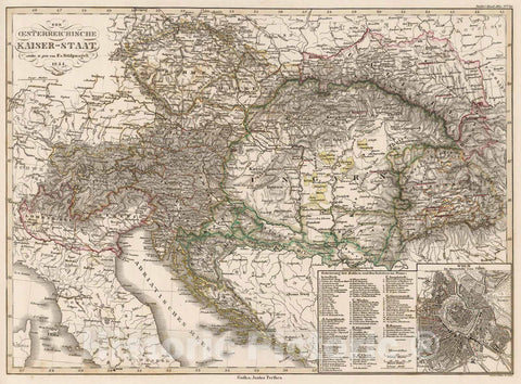 Historic Map : Austria, 1850 Der Oesterreichische Kaiser-Staat. (Austrian Empire). , Vintage Wall Art