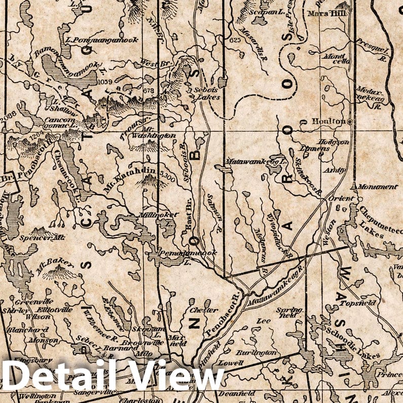 Historic Map : National Atlas - 1842 Maine - Vintage Wall Art