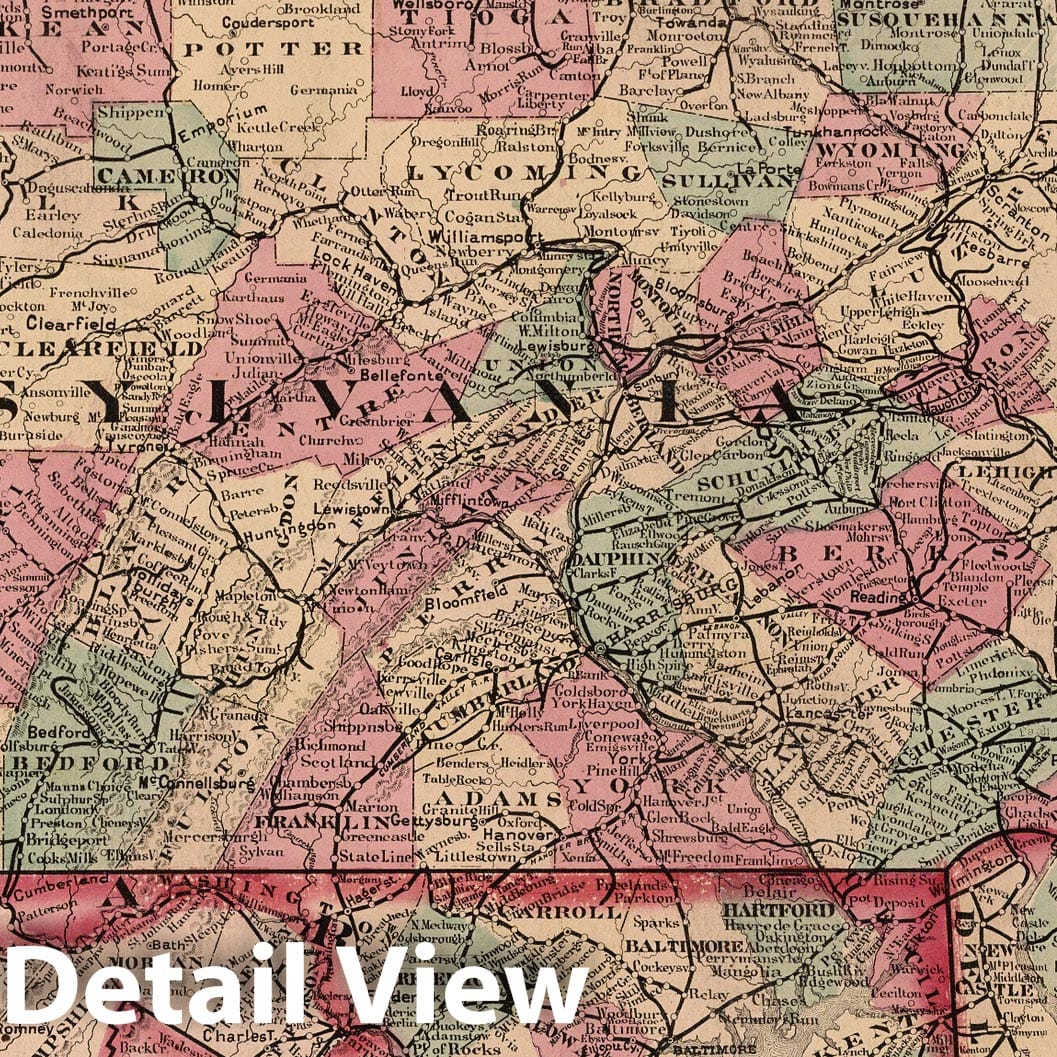 Historic Map : National Atlas - 1878 Pennsylvania, Maryland, New Jersey and Delaware - Vintage Wall Art