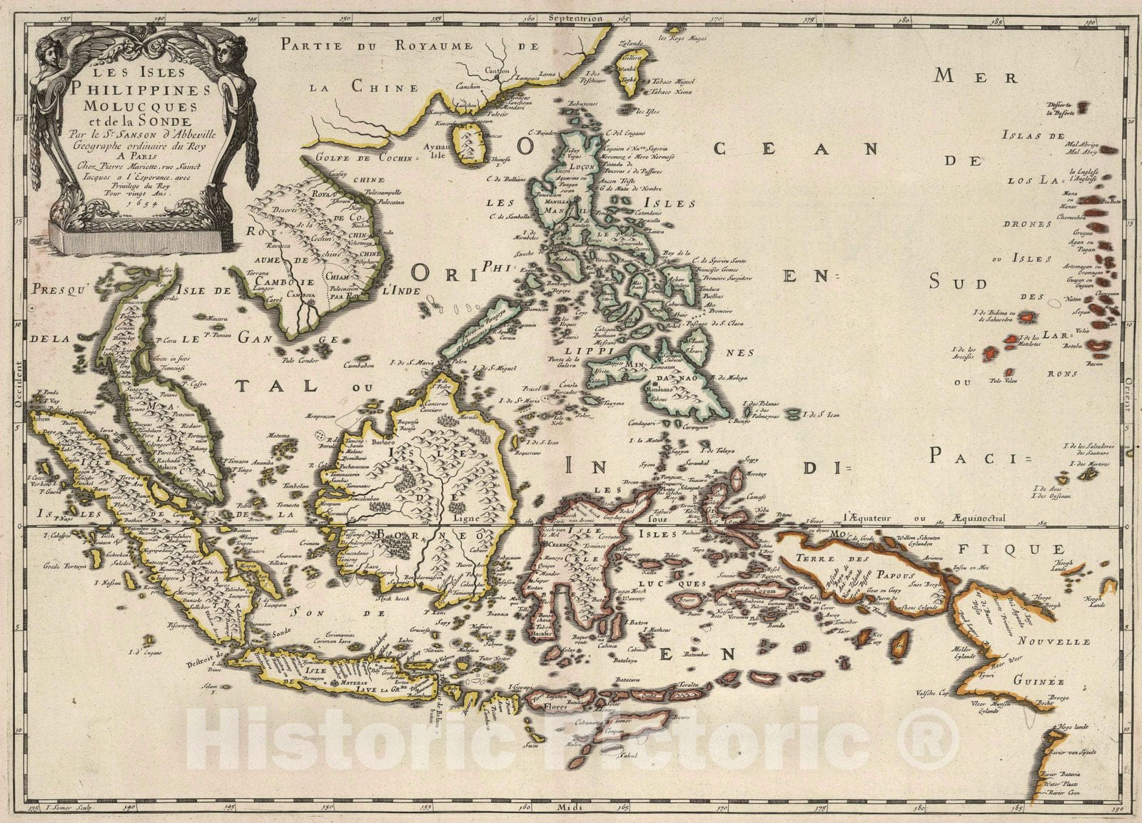 Historic Map : Philippines, 1654 Philippines, Indonesia, and Malaysia , Vintage Wall Art