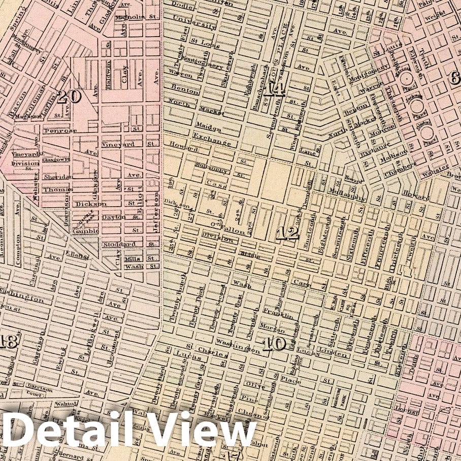 Historic Map : Saint Louis (Mo.), 1884 Saint Louis. , Vintage Wall Art