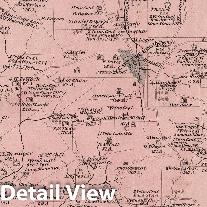 Historic Map : 1877 Perry, Clarion County, Pennsylvania. - Vintage Wall Art