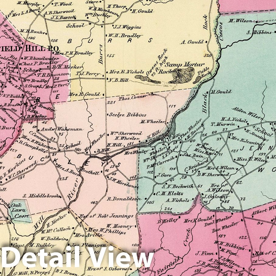 Historic Map : 1867 Town of Fairfield, Fairfield County, Connecticut. - Vintage Wall Art