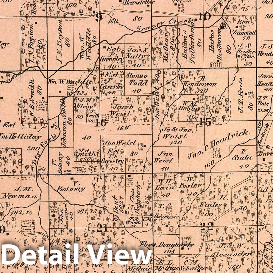 Historic Map : 1875 Township 54 North, Range 2 West of 3rd Principal Meridian, Pike County, Missouri. - Vintage Wall Art