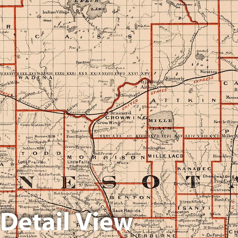 Historic Map : National Atlas - 1878 Minnesota. - Vintage Wall Art