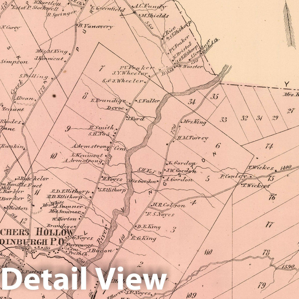 Historic Map : 1866 Edinburgh (Edinburg), Saratoga County, New York. - Vintage Wall Art