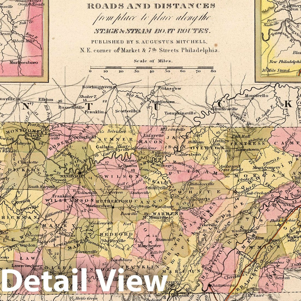Historic Map : 1850 Tennessee. - Vintage Wall Art
