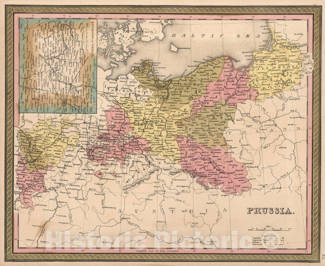 Historic Map : 1850 Prussia. - Vintage Wall Art