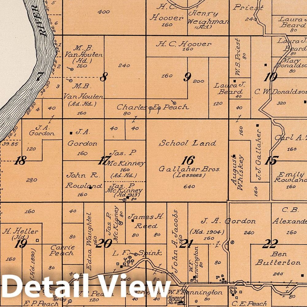 Historic Map : 1915 Part of Township 28 N, Range 23 and 24 E, Douglas County, Washington. - Vintage Wall Art