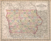 Historic Map : 1857 A New Map of the State of Iowa - Vintage Wall Art
