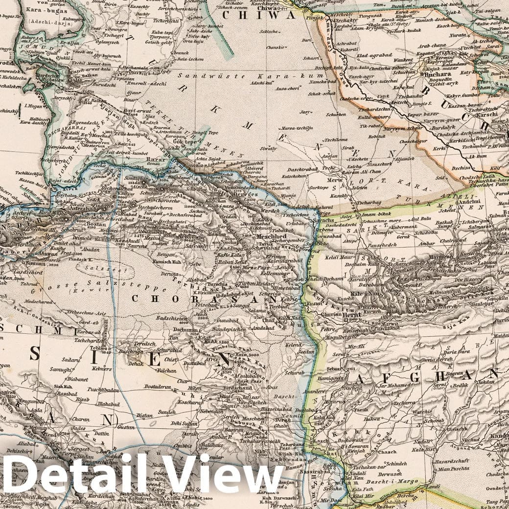 Historic Map : Afghanistan, 1881 Iran & Turan oder Persien, Afghanistan, Balutschistan, Turkestan. , Vintage Wall Art