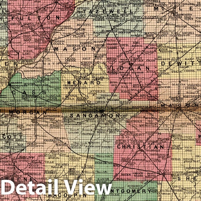 Historic Map : Sectional Map of Illinois, 1872. - Vintage Wall Art