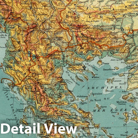 Historic Map : Balkan Peninsula 1921 Peninsule des Balkans , Vintage Wall Art