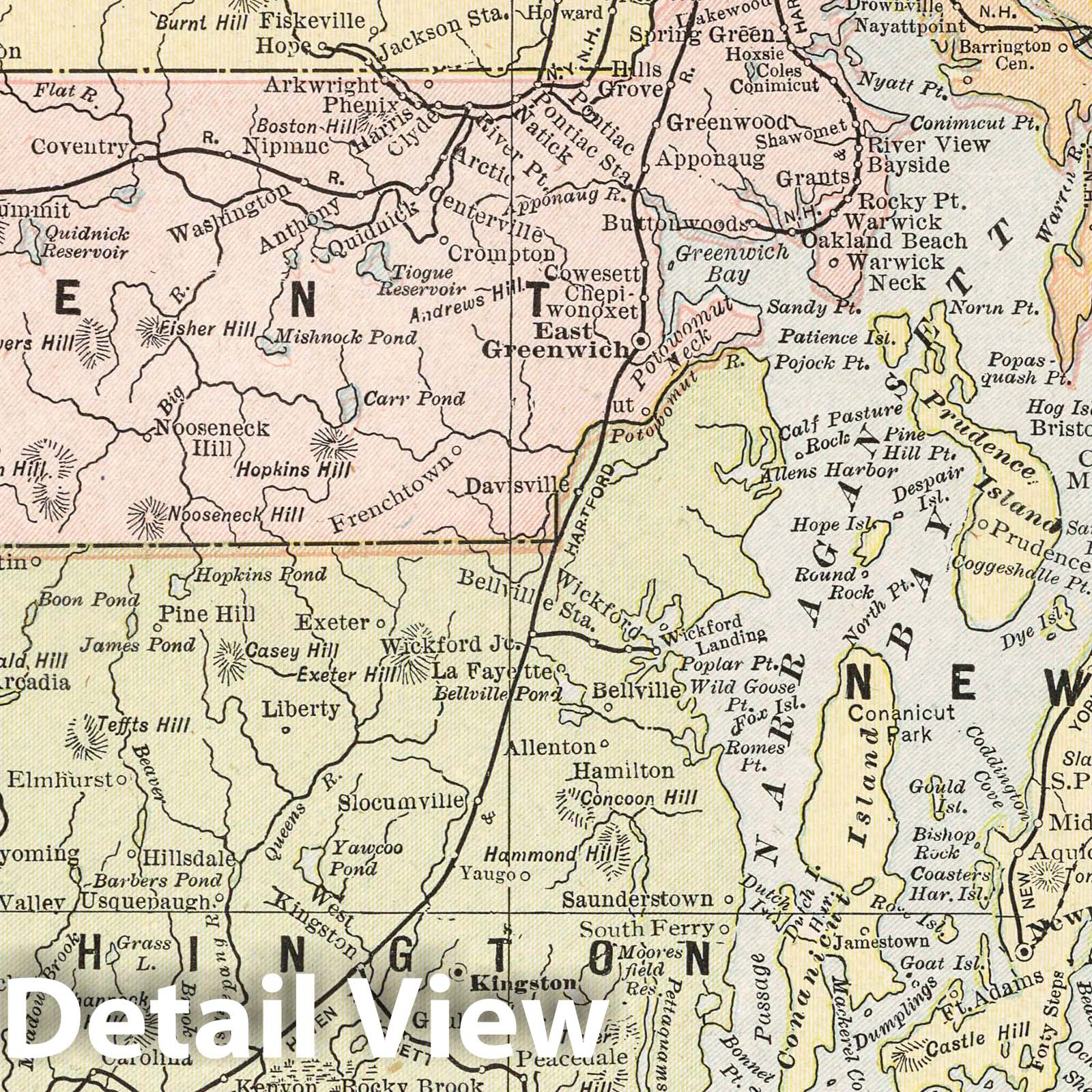 Historic Map 1901 Rhode Island Vintage Wall Art Historic Pictoric