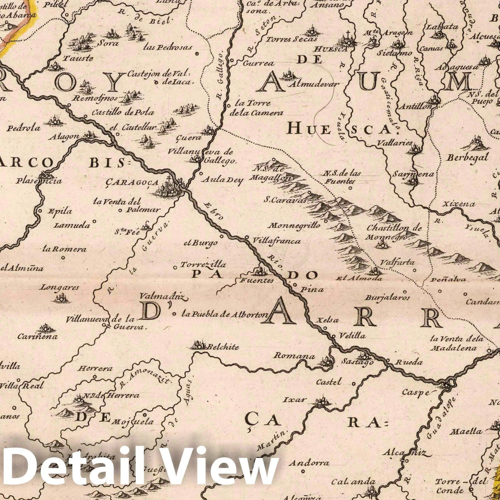 Historic Map : 1663 Kingdom of Aragon, Spain. - Vintage Wall Art
