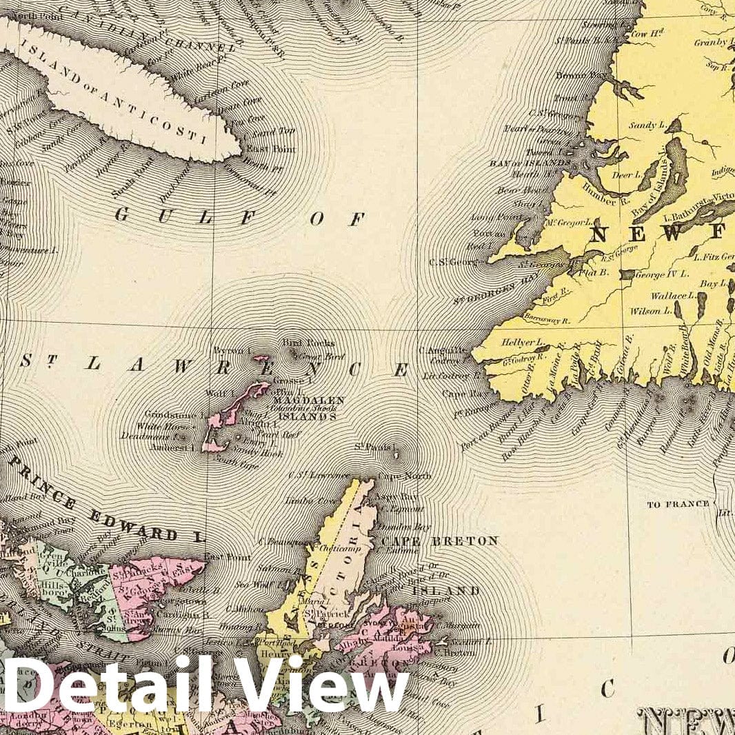Historic Map : 1856 New Brunswick, Nova Scotia, Newfoundland, and Prince Edward Id. - Vintage Wall Art