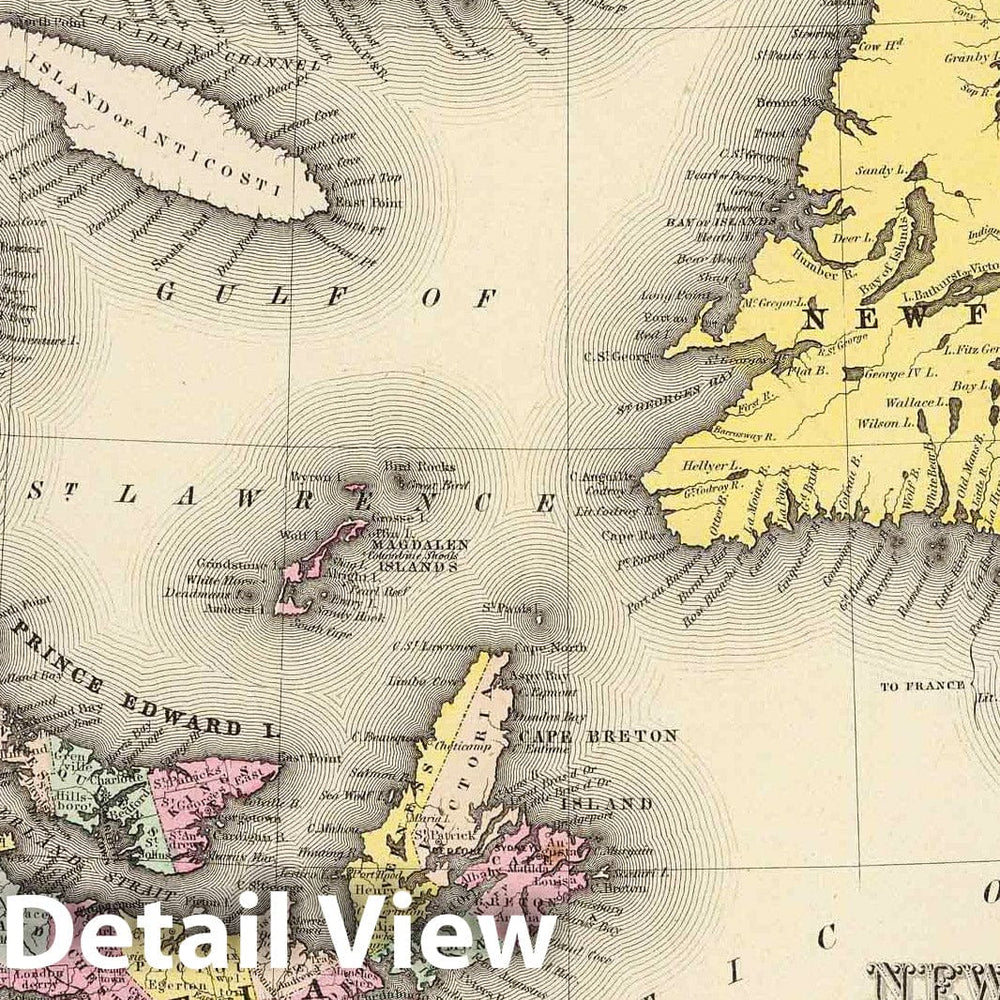 Historic Map : 1856 New Brunswick, Nova Scotia, Newfoundland, and Prince Edward Id. - Vintage Wall Art