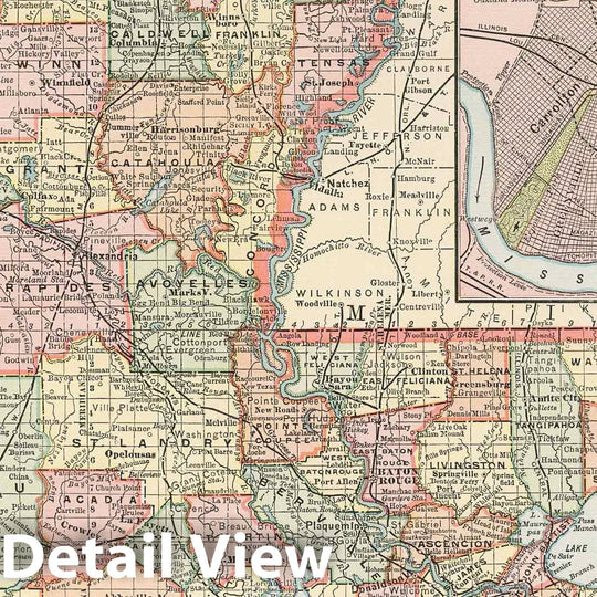 Historic Map : 1891 Map of Louisiana. 67 - Vintage Wall Art