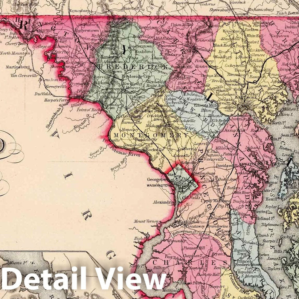 Historic Map : 1860 Maryland and Delaware. - Vintage Wall Art