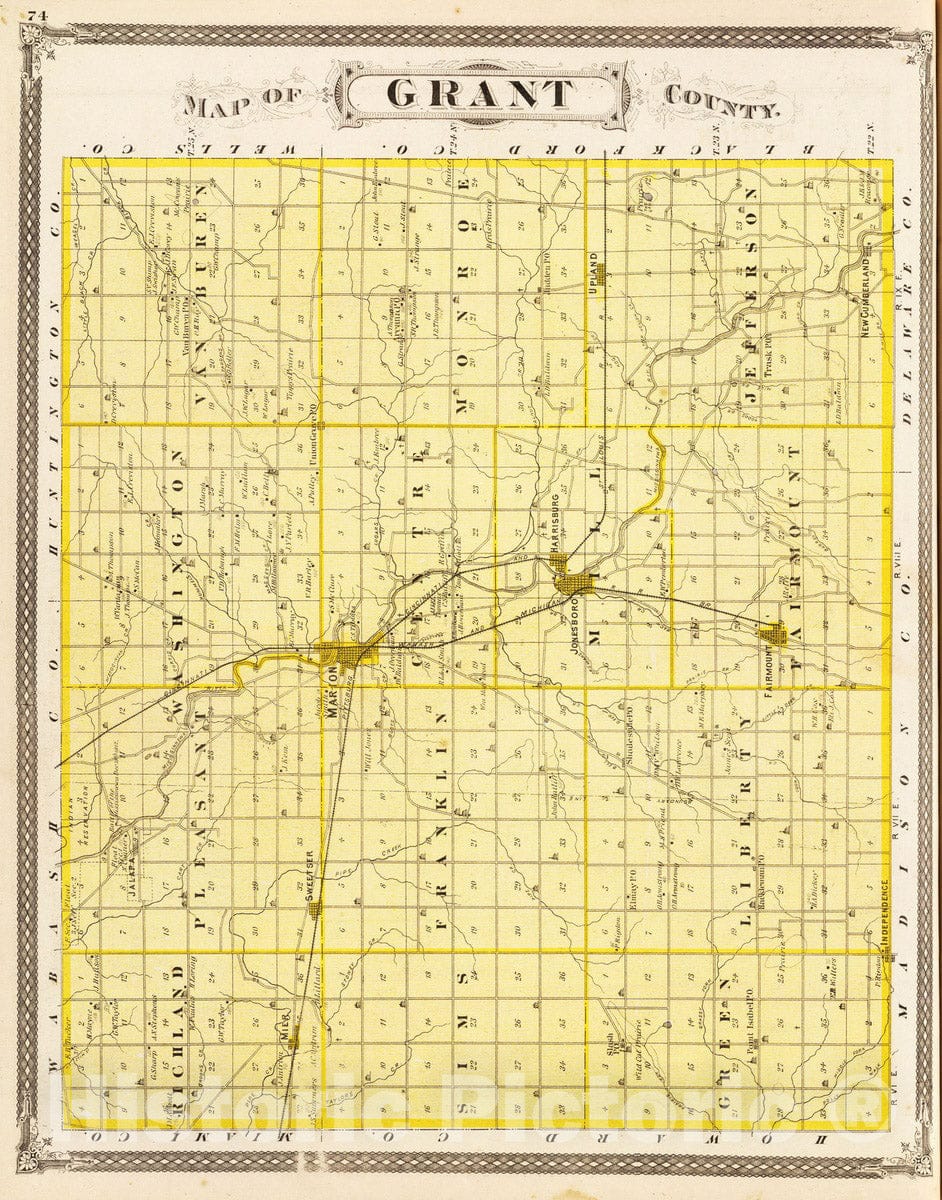 Historic Map : 1876 Map of Grant County. - Vintage Wall Art – Historic ...
