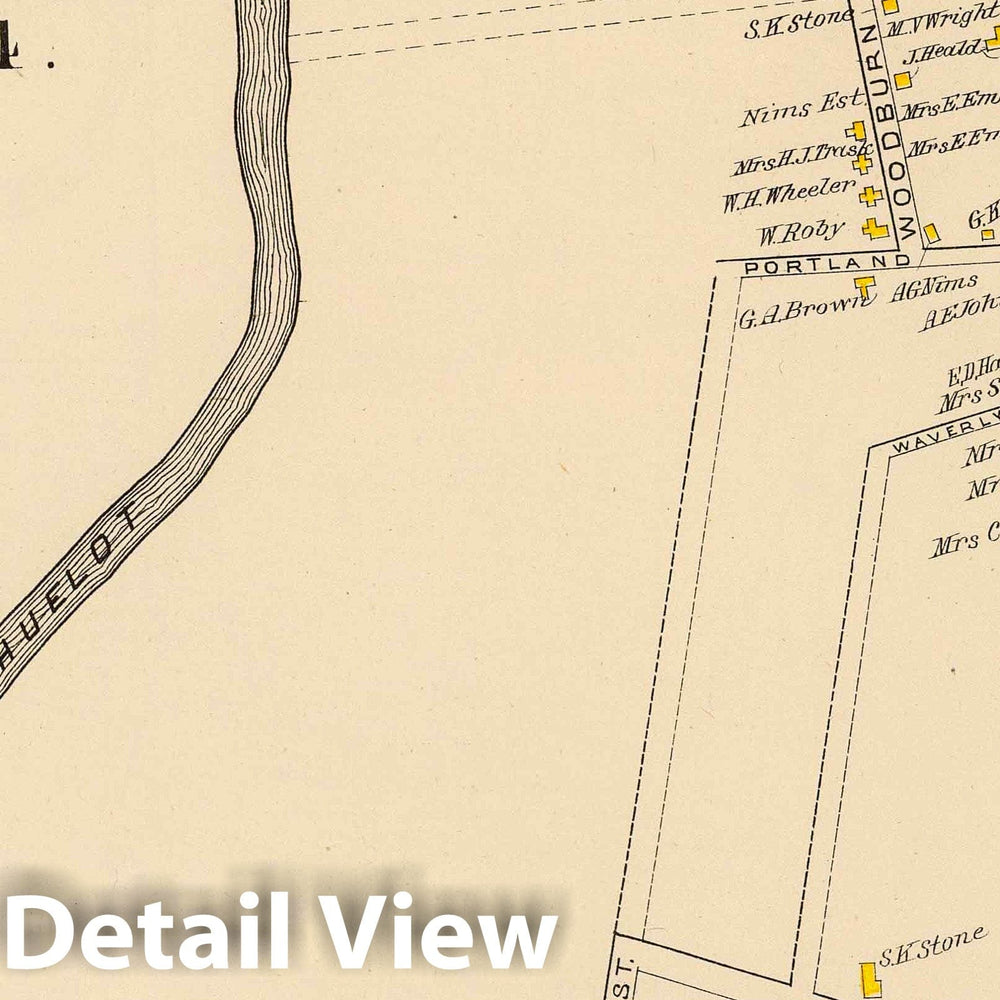 Historic Map : 1892 Keene, Ward 4. - Vintage Wall Art