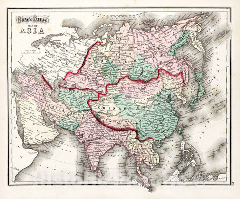 Historic Map : 1873 Asia. v2 - Vintage Wall Art