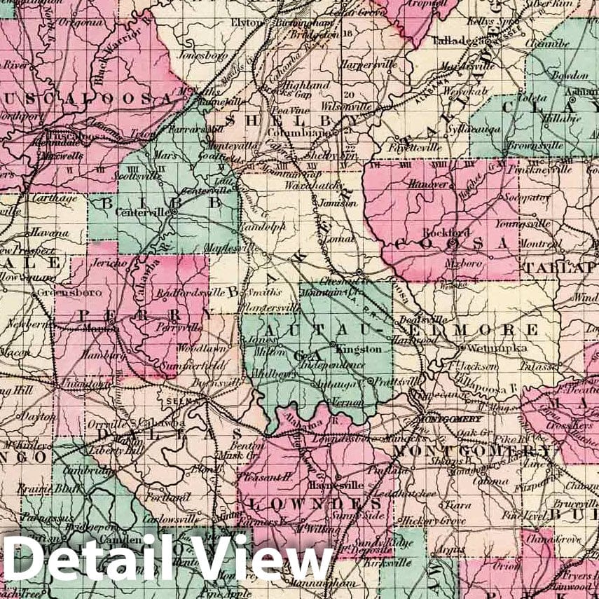Historic Map : 1873 Alabama. - Vintage Wall Art