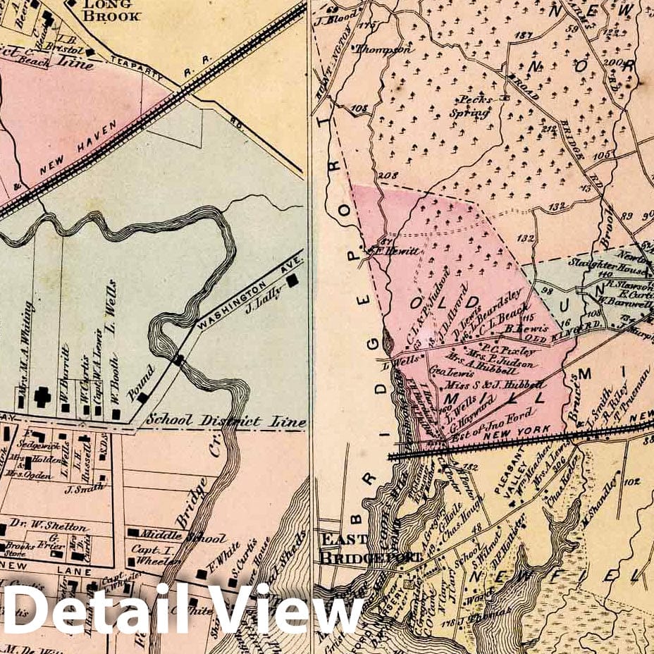 Historic Map : 1867 Stratford Connecticut. Town of Stratford, Fairfield County, Connecticut. - Vintage Wall Art