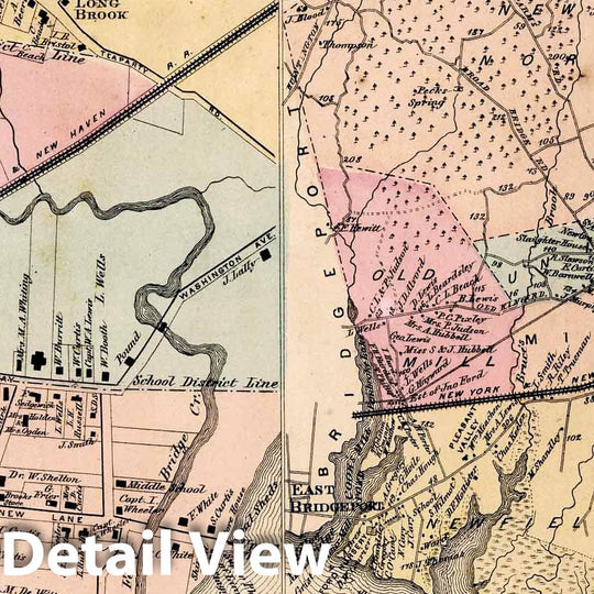 Historic Map : 1867 Stratford Connecticut. Town of Stratford, Fairfield County, Connecticut. - Vintage Wall Art