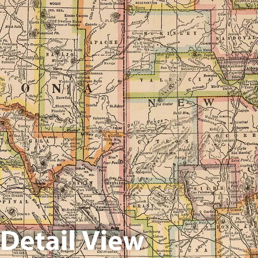 Historic Map : National Atlas - 1927 Arizona and New Mexico - Vintage Wall Art
